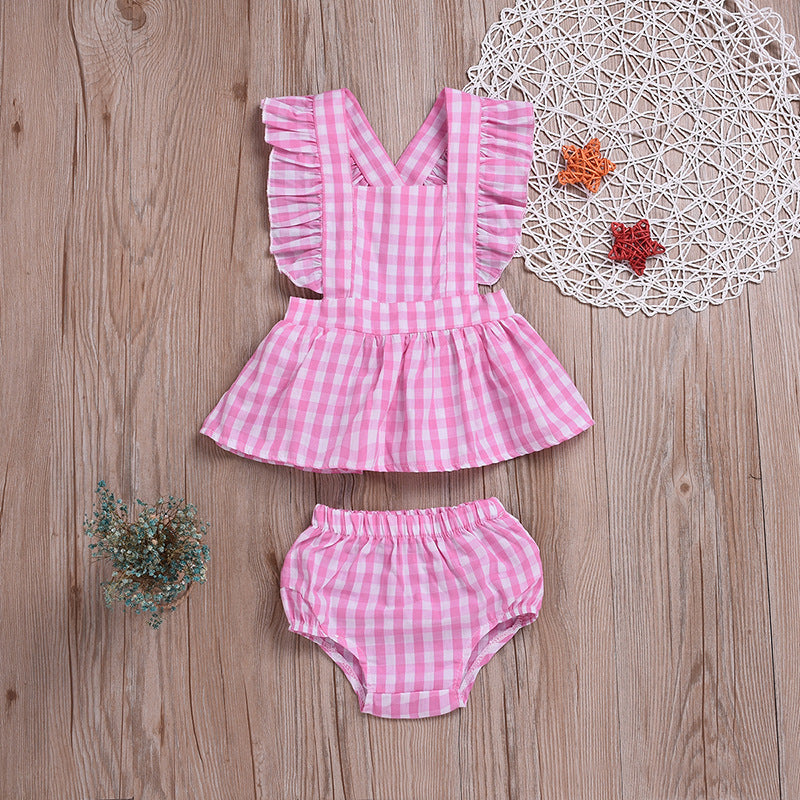 Baby Girl Pink Striped Sleeveless Top & Bloomers Set
