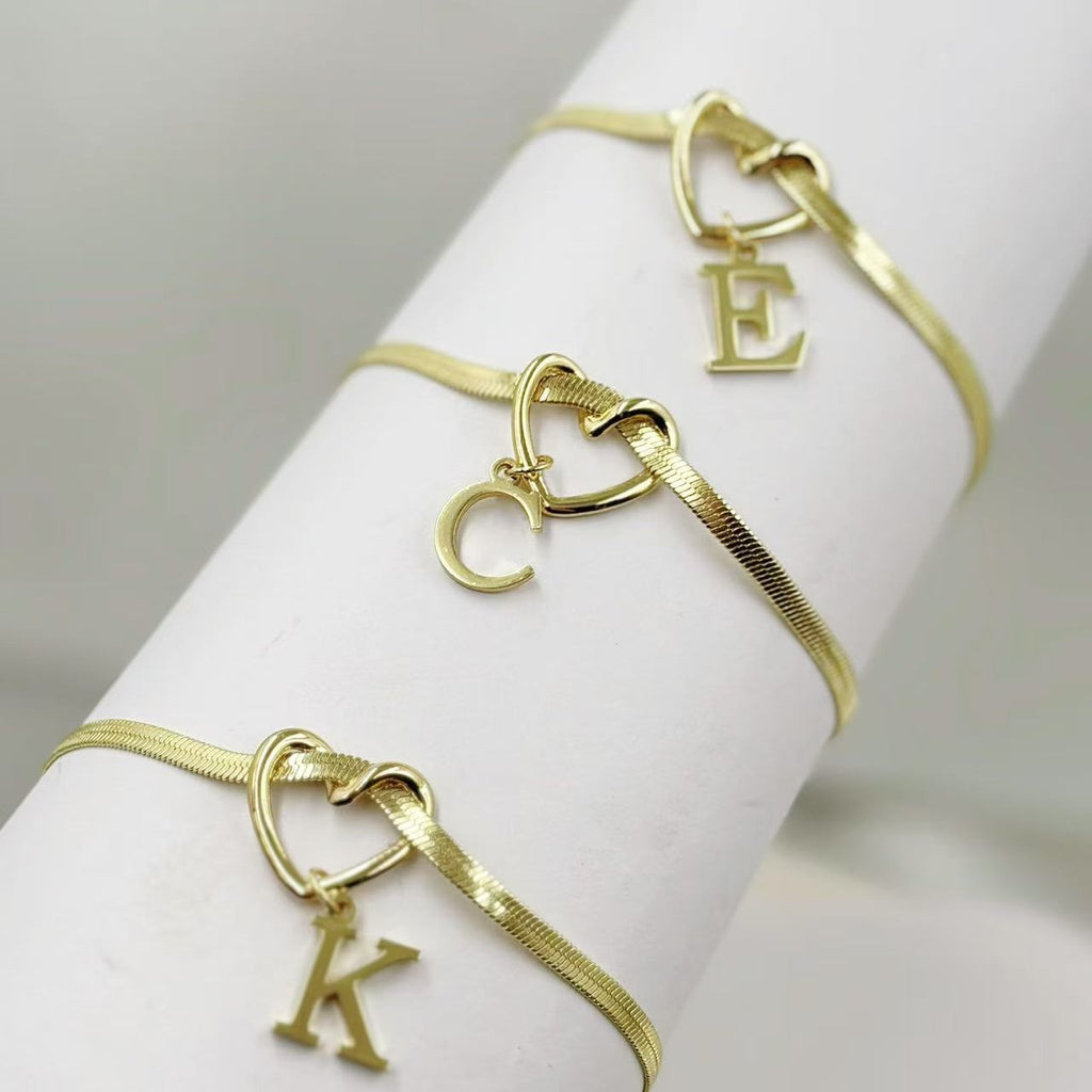 18K English letter anklets, versatile knotted anklets, anklets for women