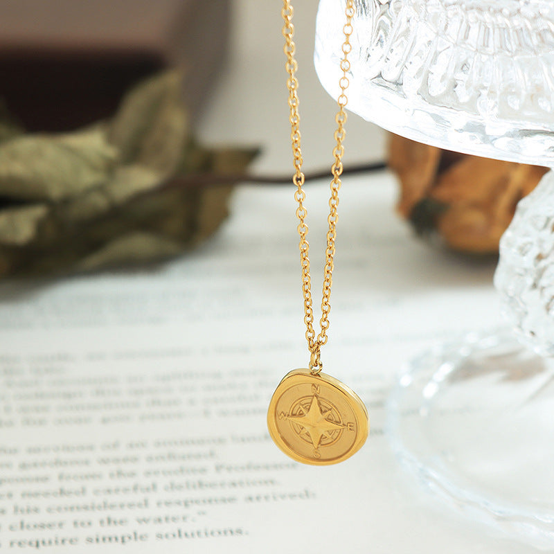 Golden Compass Pendant Necklace