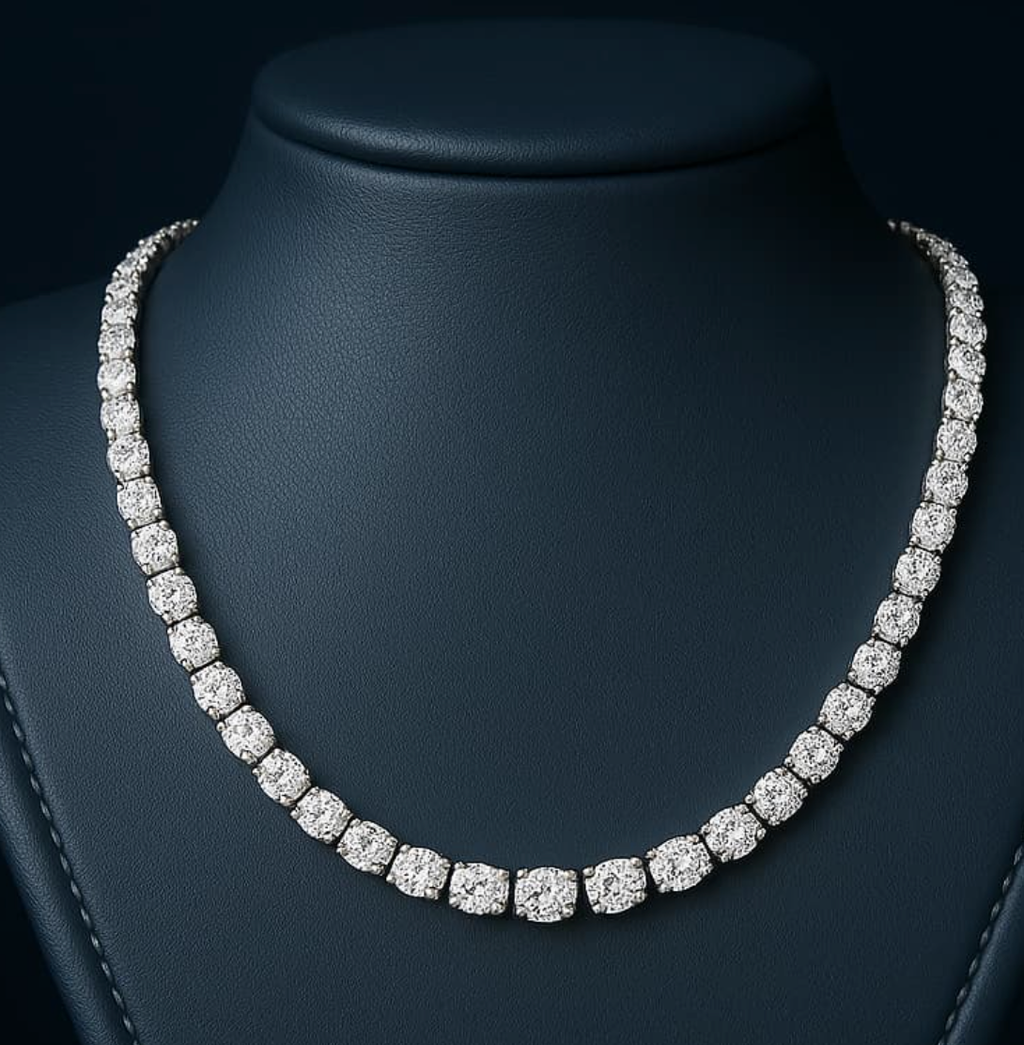 Elegant Silver Tennis Necklace