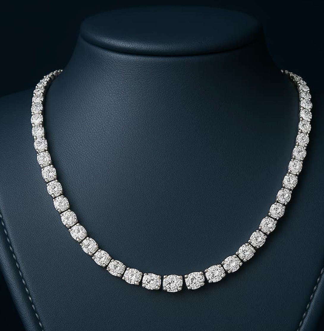 Elegant Silver Tennis Necklace