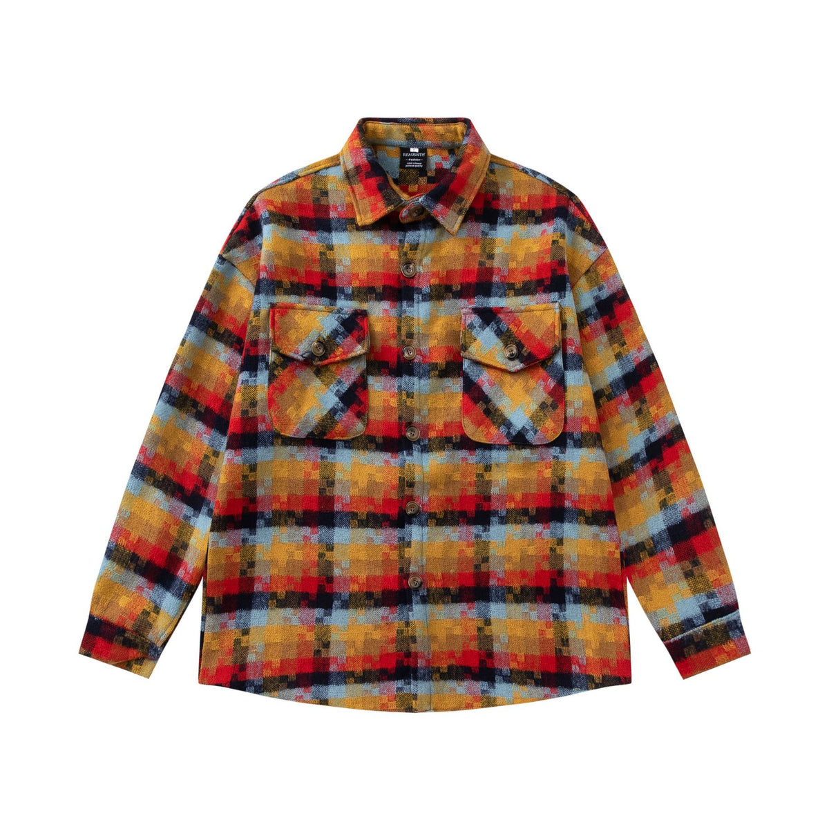 American Mosaic design brushed long-sleeved shirt, loose and casual spring couple shirt jacket