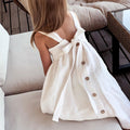 Girls' cotton and linen dress, summer halter dress, summer sleeveless backless knot, stylish girls' halter dress