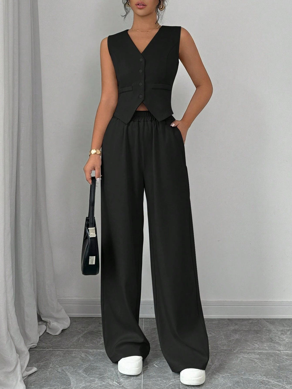 IBEX Women’s Tailored Vest & Wide-Leg Pants Set