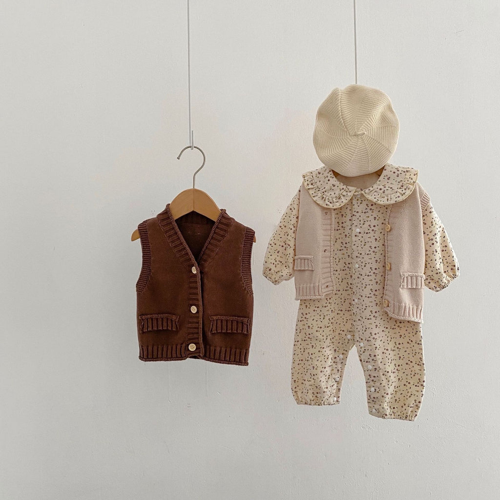 autumn infants and young children cotton comfortable girl baby long sleeve floral full open buckle doll collar long ha clothes climbing clothes