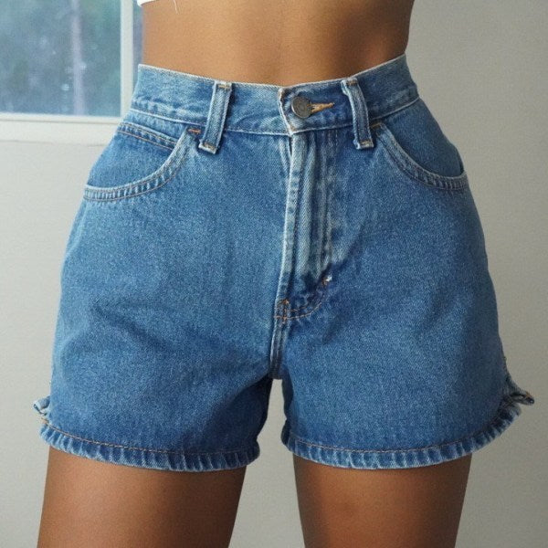 Casual Shorts Summer blue high-waisted stylish sexy street casual shorts Hot pants