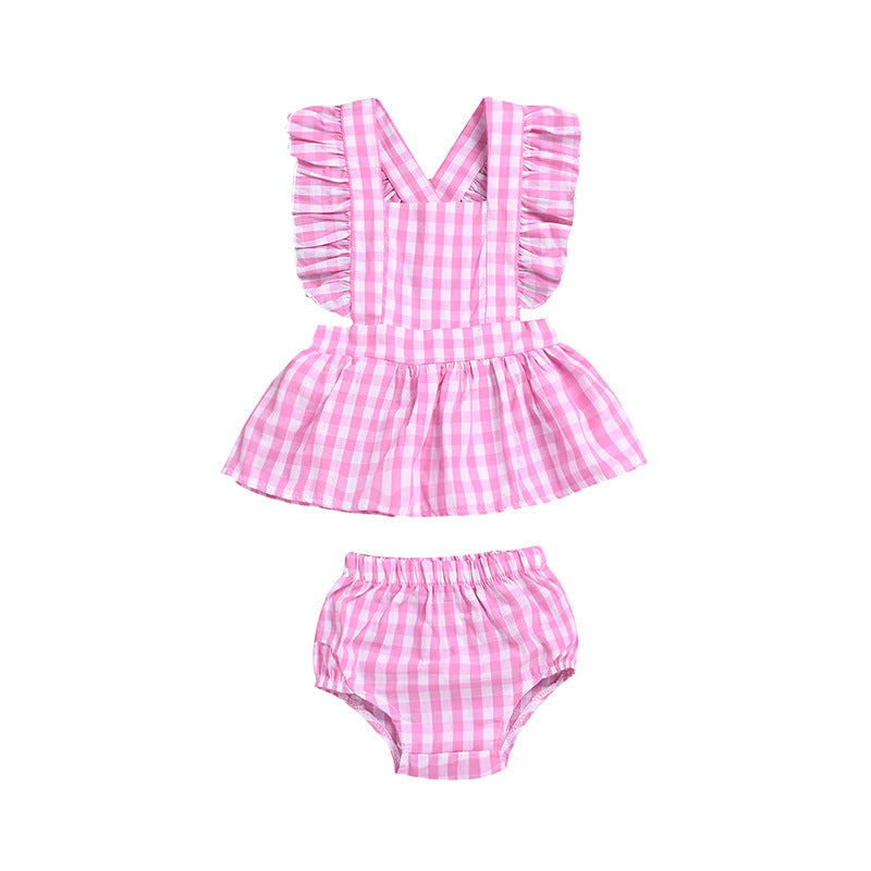 Baby Girl Pink Striped Sleeveless Top & Bloomers Set
