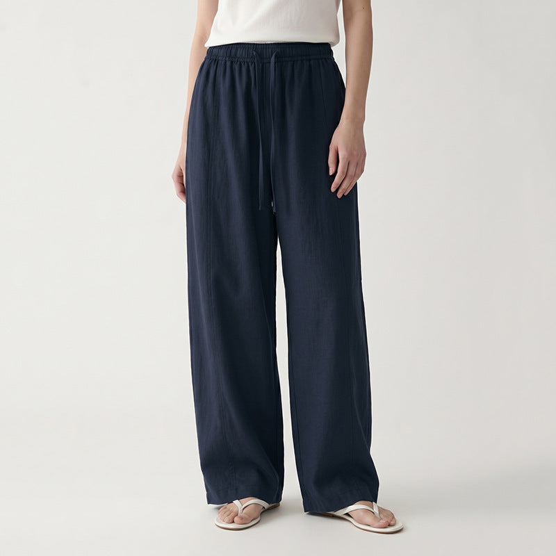 Yunchang Tencel Lyocell Cotton Imitation Linen wide-leg Women's thin linen Casual Pants K0220