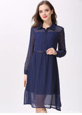 Spring and Autumn Chiffon maternity dress, hot mom's outerwear, lapel long-sleeved lactation dress, polka dot maternity dress