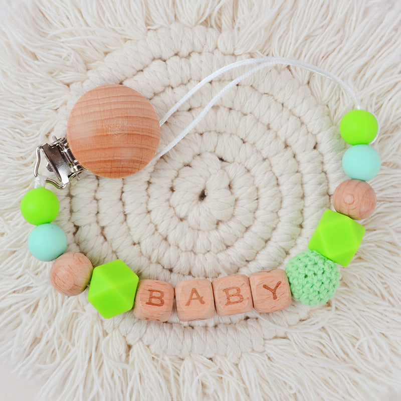 IBEX Baby Pacifier Holder Clip – Beech Wood & Silicone Beads