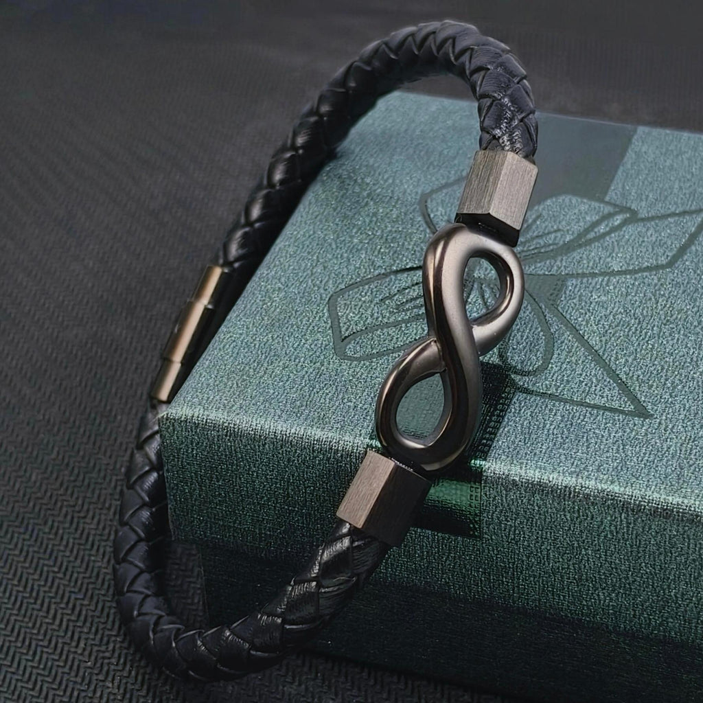 IBEX Braided Leather Infinity Bracelet