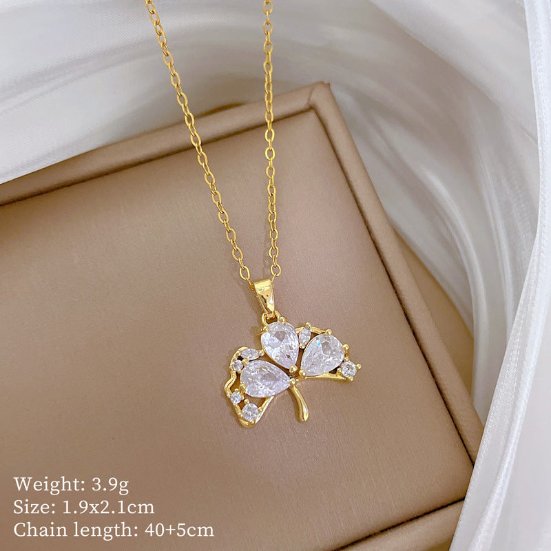 【】 Multi-element style copper micro-inlaid combination women's exquisite chain