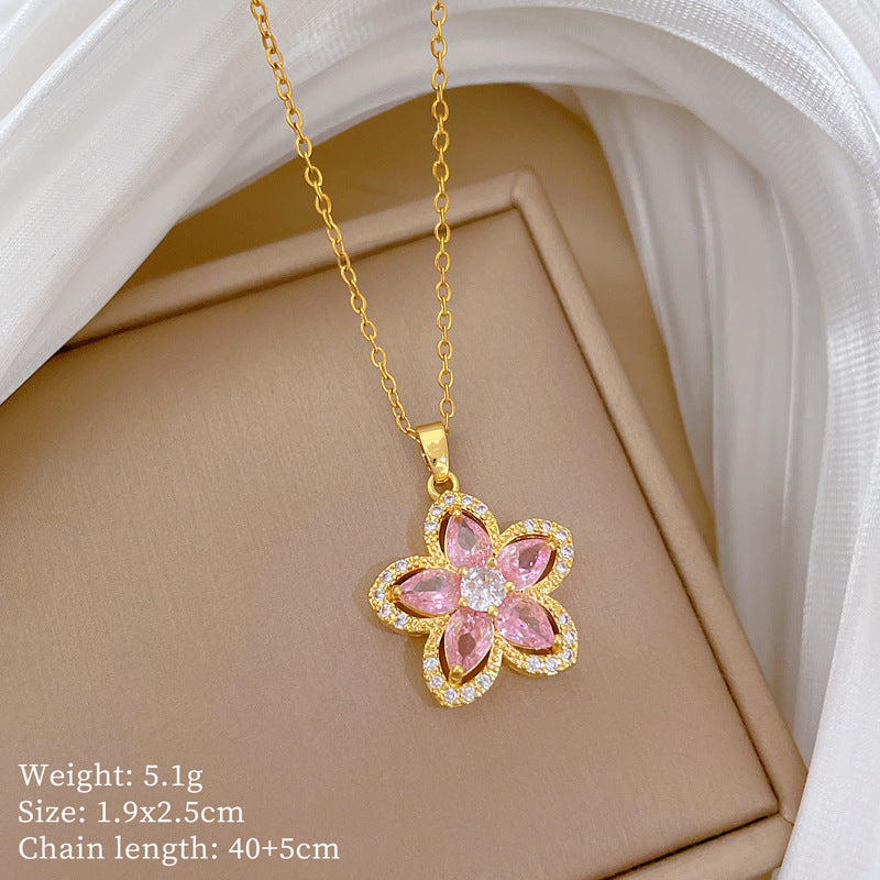 【】 Multi-element style copper micro-inlaid combination women's exquisite chain