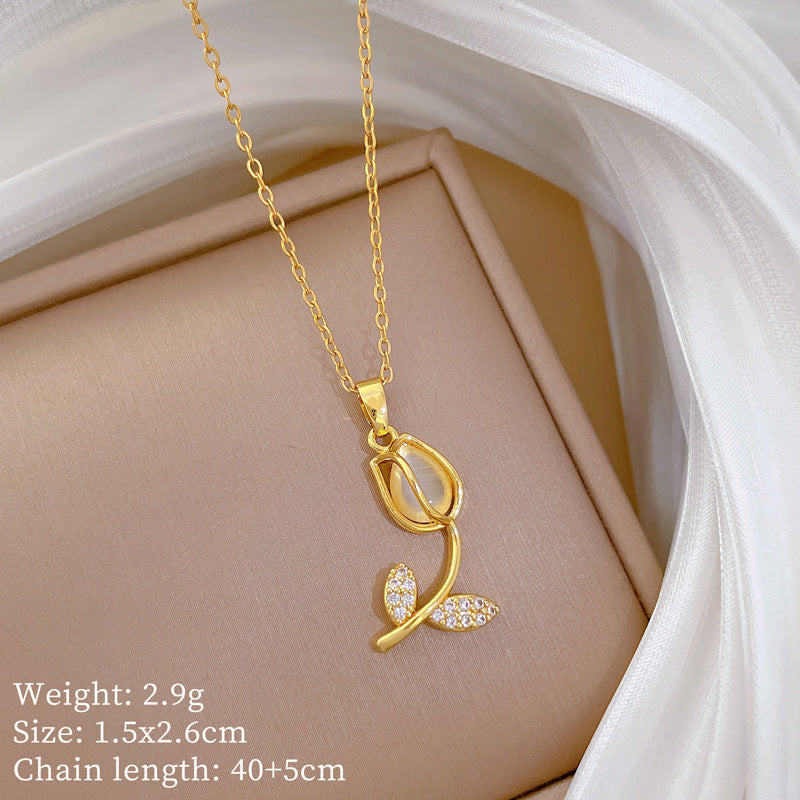 【】 Multi-element style copper micro-inlaid combination women's exquisite chain