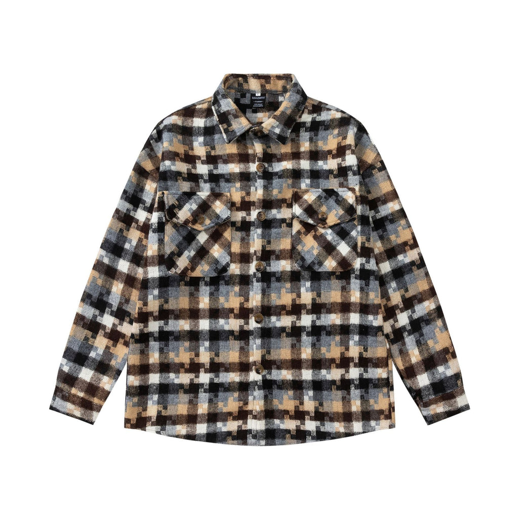 American Mosaic design brushed long-sleeved shirt, loose and casual spring couple shirt jacket