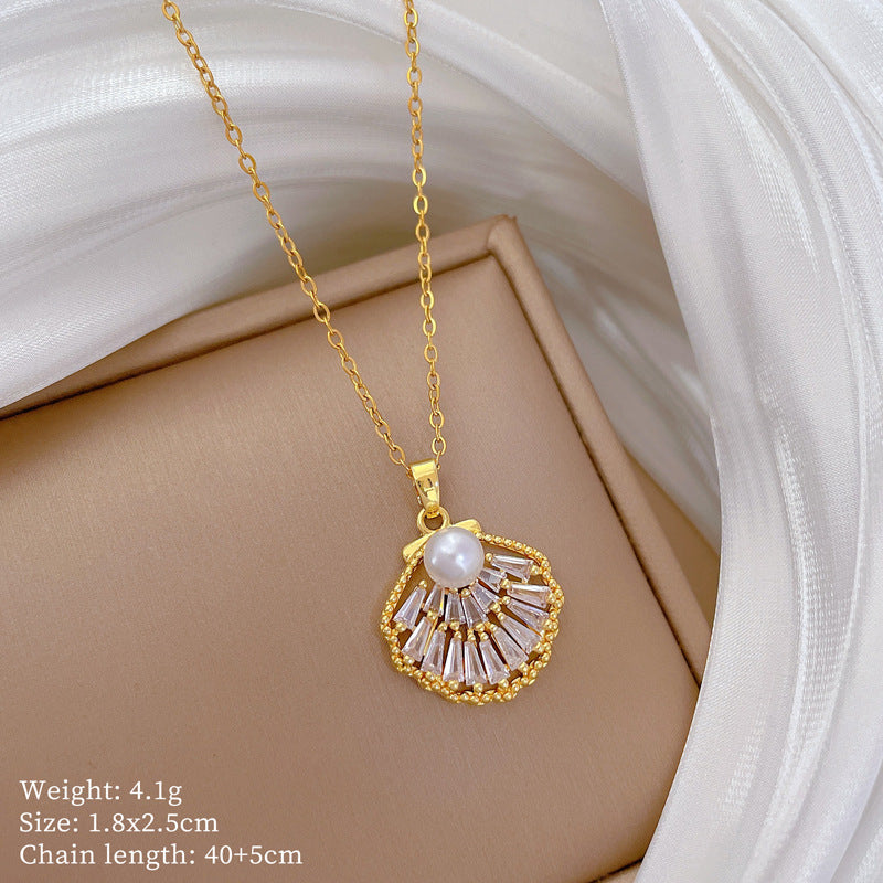 【】 Multi-element style copper micro-inlaid combination women's exquisite chain