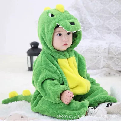 Children's and babies' one-piece suits, home crawling clothes, thickened spring and autumn clothes, warm clothes for babies going out, cute and super adorable cartoon