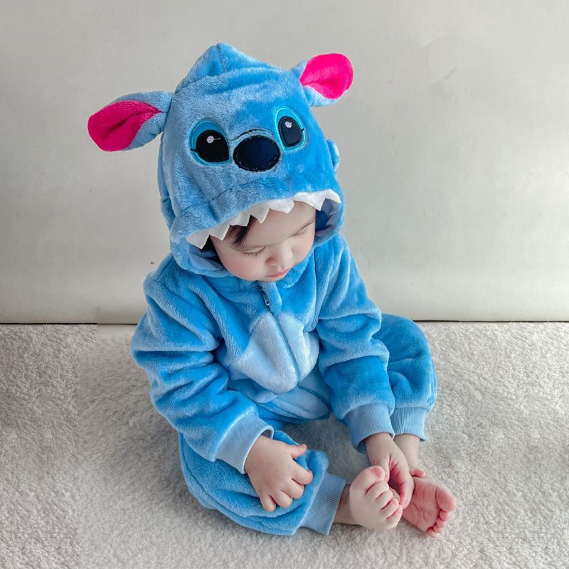 Children's and babies' one-piece suits, home crawling clothes, thickened spring and autumn clothes, warm clothes for babies going out, cute and super adorable cartoon