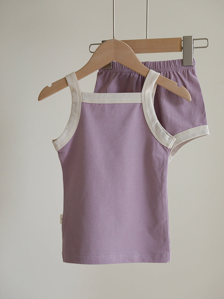 2026 Baby Class A Modal children's vests, halter tops, shorts, air-conditioned suits, thin pajamas