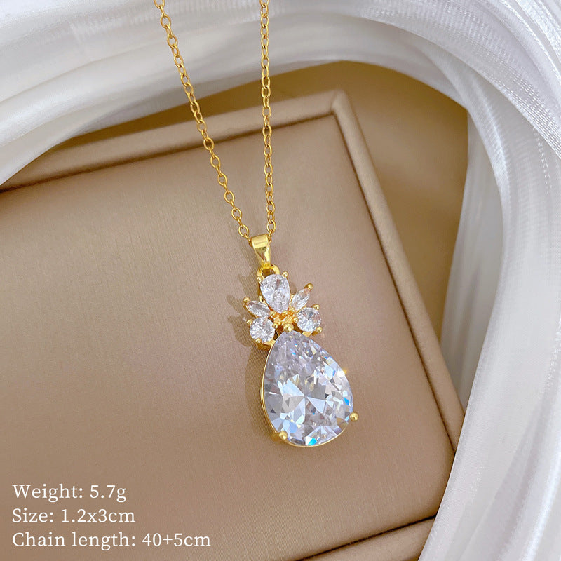 【】 Multi-element style copper micro-inlaid combination women's exquisite chain