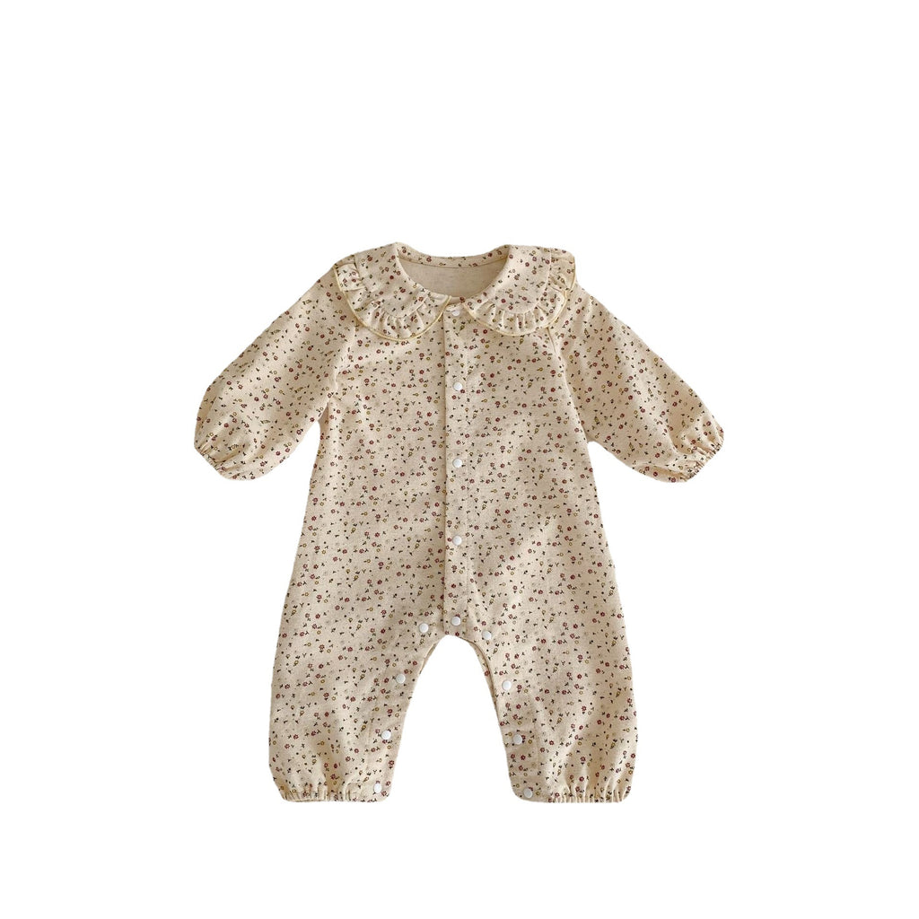 autumn infants and young children cotton comfortable girl baby long sleeve floral full open buckle doll collar long ha clothes climbing clothes