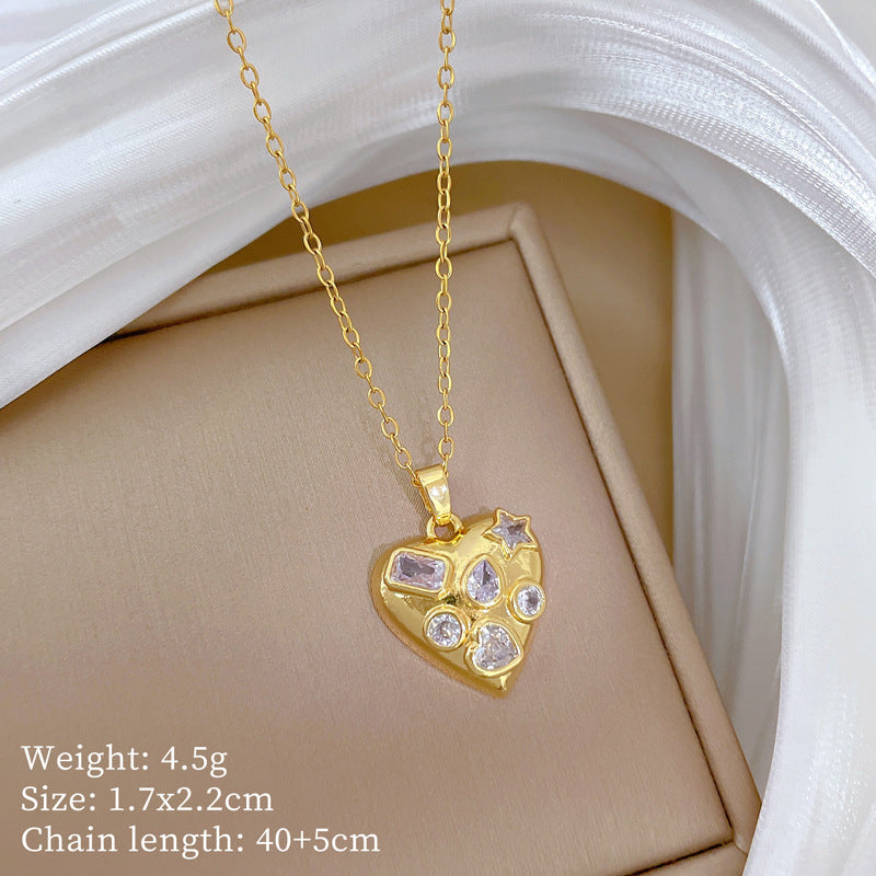 【】 Multi-element style copper micro-inlaid combination women's exquisite chain