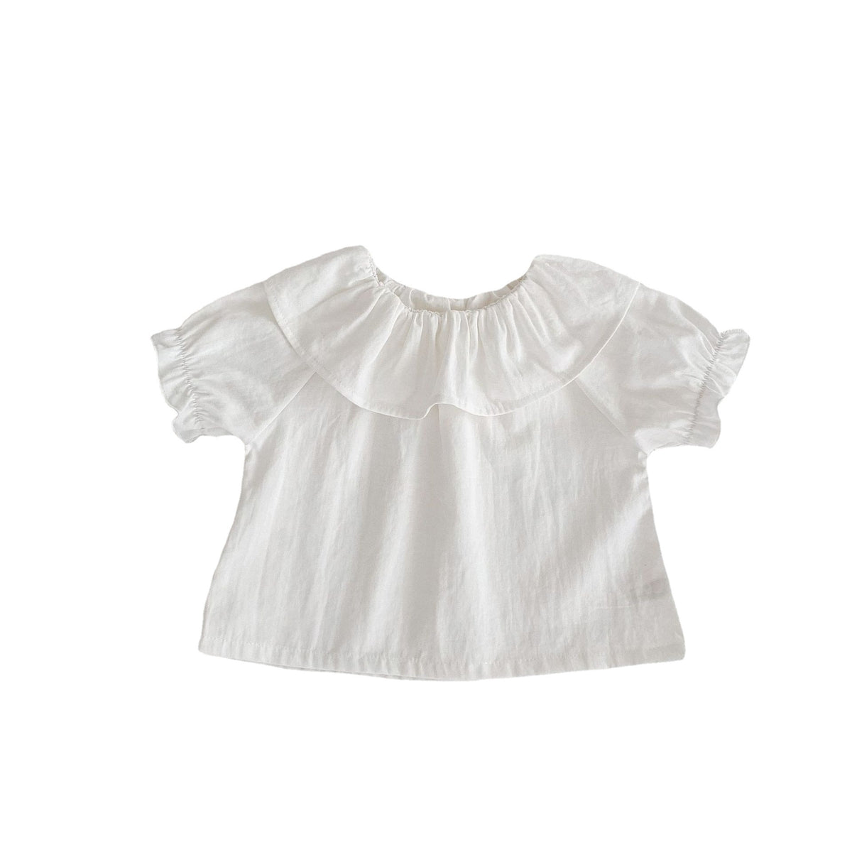Infants and young children's T-shirt  summer new female baby lotus collar short-sleeved shirt top white matching style