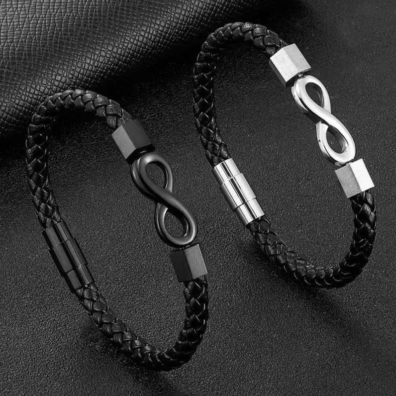 IBEX Braided Leather Infinity Bracelet