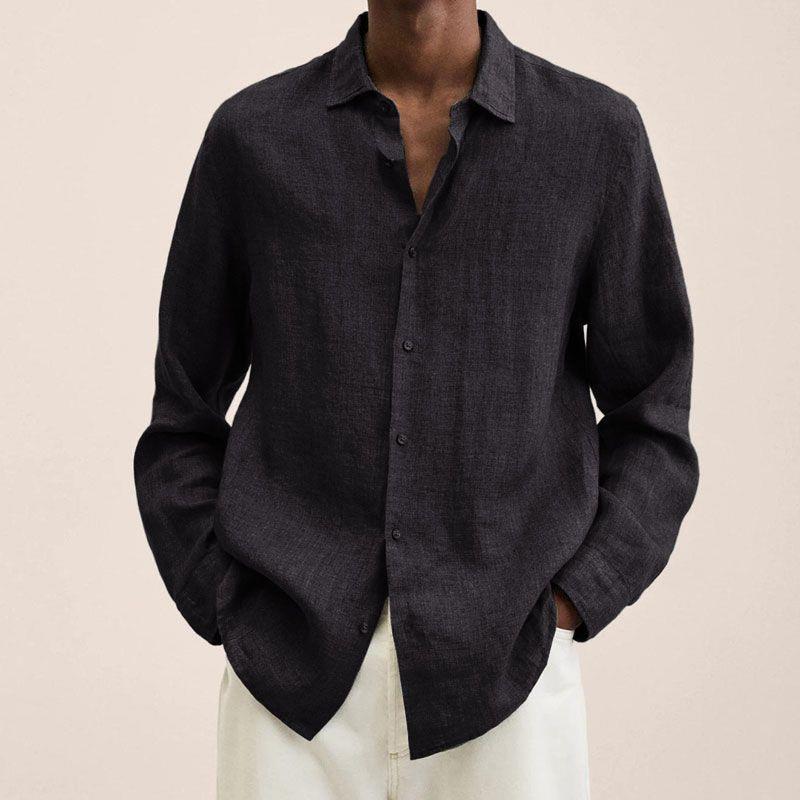 Long-sleeved V-neck loose button cotton and linen cardigan shirt for the four seasons of 2026