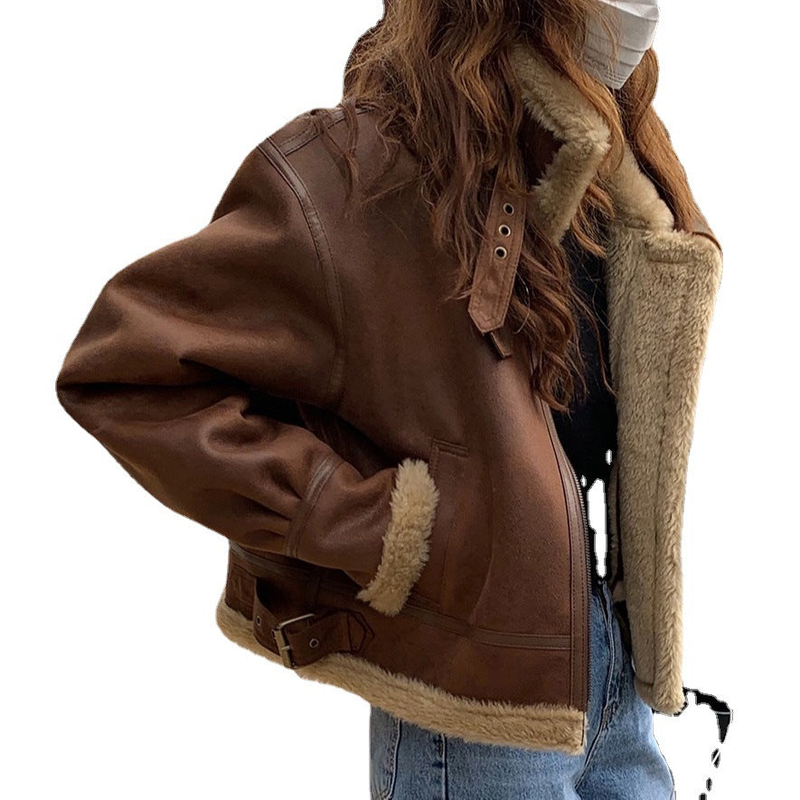 Women’s Cozy Faux Leather Jacket
