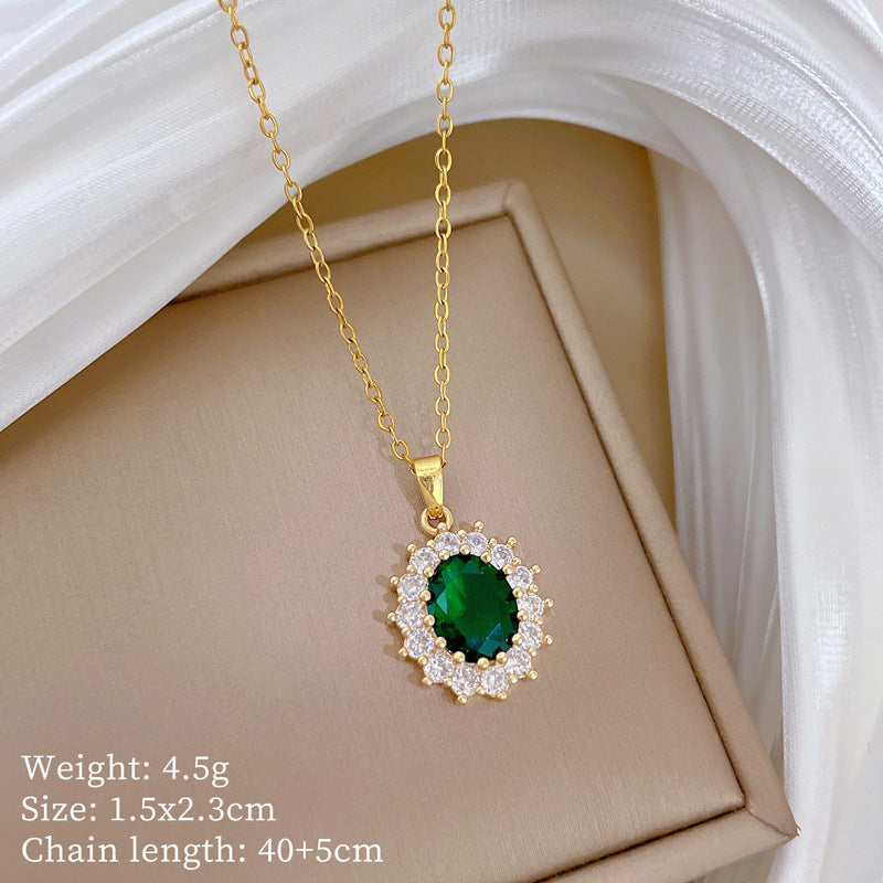 【】 Multi-element style copper micro-inlaid combination women's exquisite chain