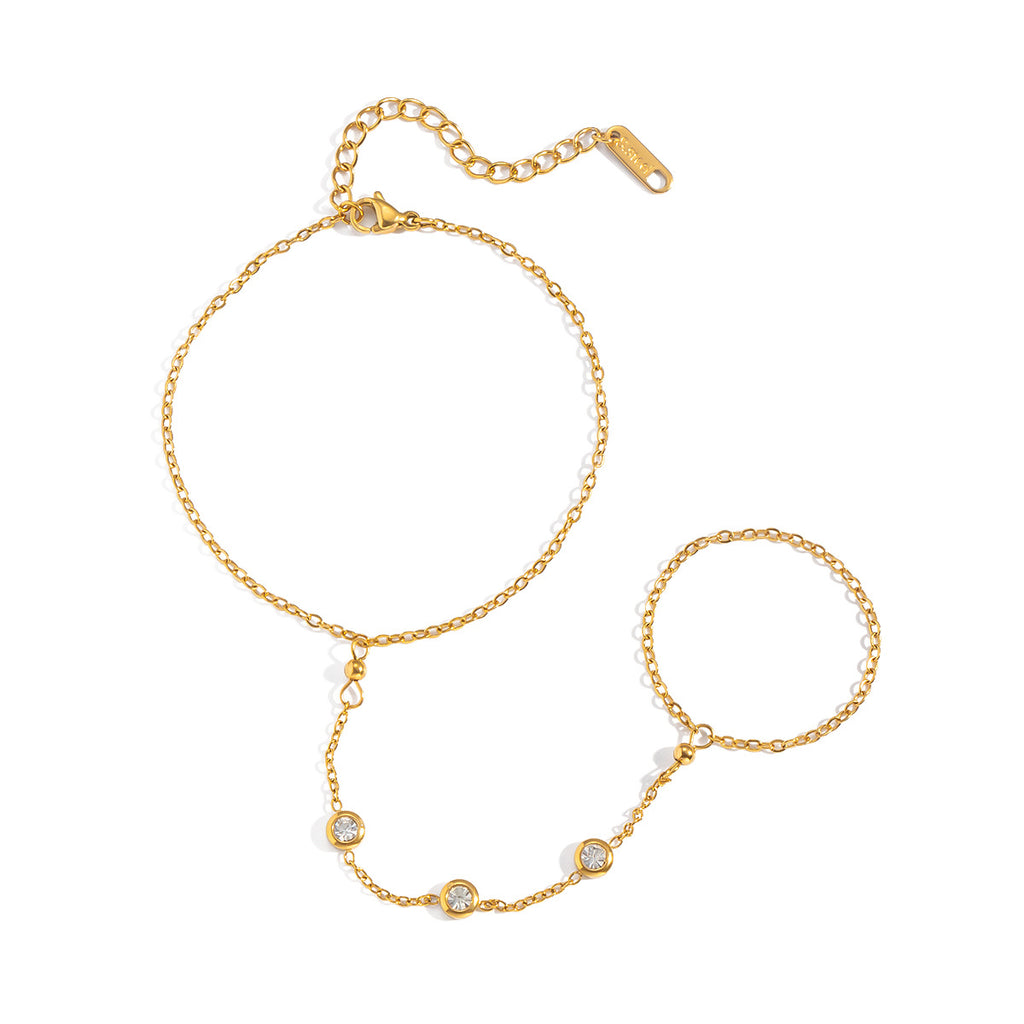Yiyi high-end white finger chain vacuum plated 18K, versatile and elegant jewelry for women