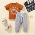 Amazon summer for summer short sleeve top + gray pants two-piece set manufacturers direct supply