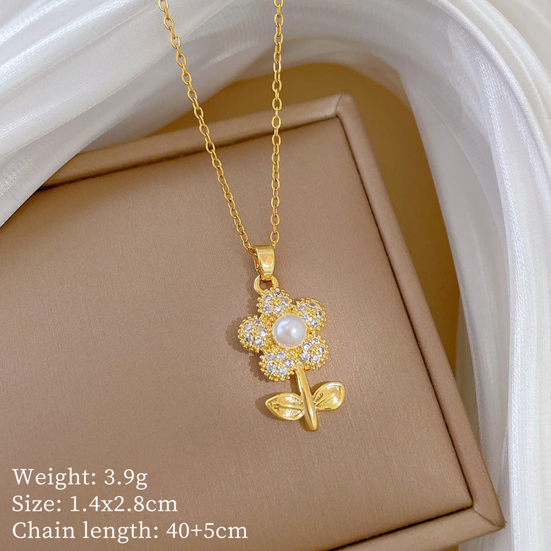 【】 Multi-element style copper micro-inlaid combination women's exquisite chain
