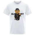 Men's T-shirt with bear print, men's loose T-shirt, casual round-neck top, pullover