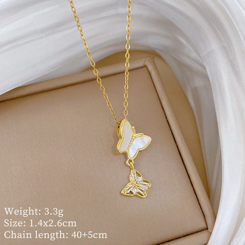 【】 Multi-element style copper micro-inlaid combination women's exquisite chain