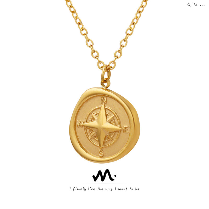 Golden Compass Pendant Necklace