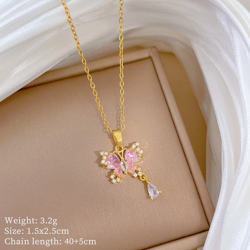 【】 Multi-element style copper micro-inlaid combination women's exquisite chain