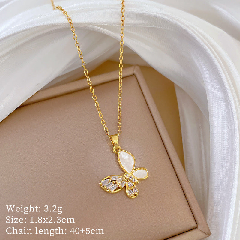 【】 Multi-element style copper micro-inlaid combination women's exquisite chain
