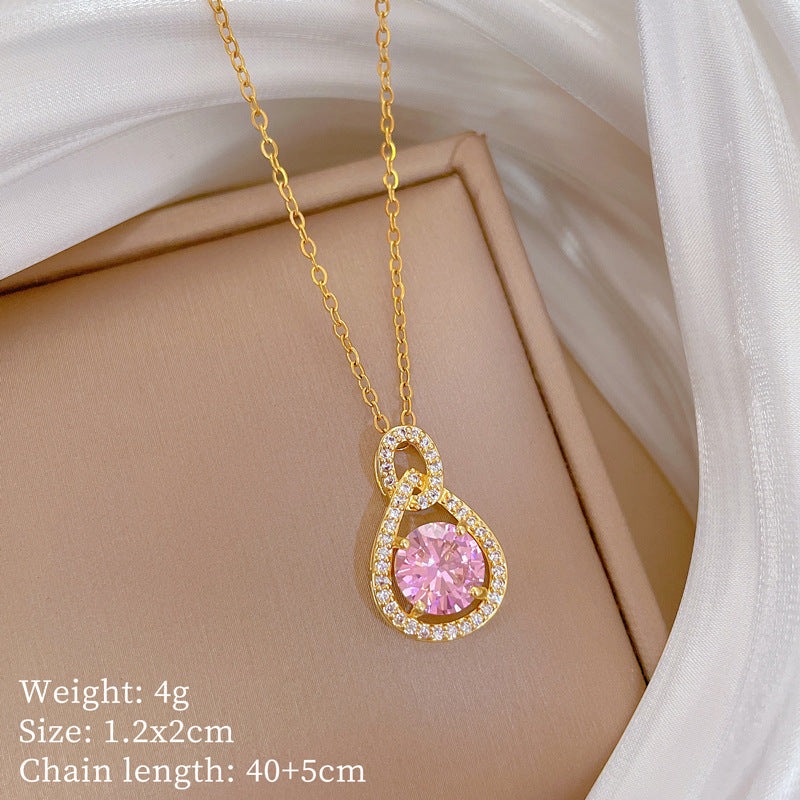 【】 Multi-element style copper micro-inlaid combination women's exquisite chain