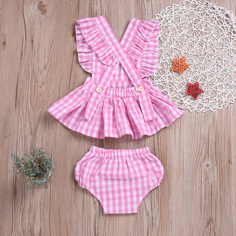 Baby Girl Pink Striped Sleeveless Top & Bloomers Set