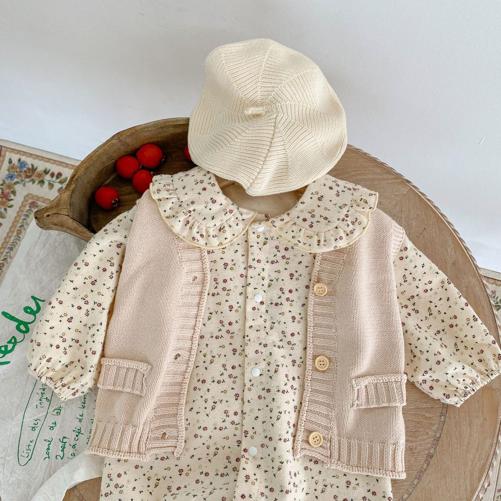 autumn infants and young children cotton comfortable girl baby long sleeve floral full open buckle doll collar long ha clothes climbing clothes