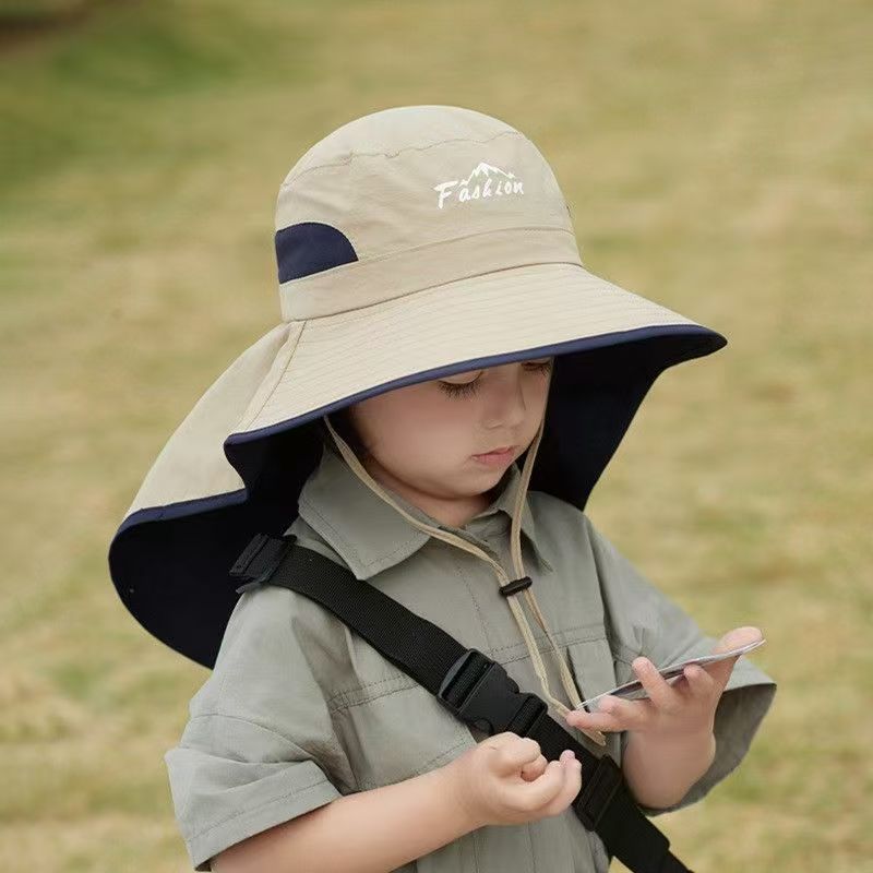 Children's sun hats, men's mountaineering wide-brimmed fisherman hats, outdoor neck protectors, sun hats, shawl sun hats