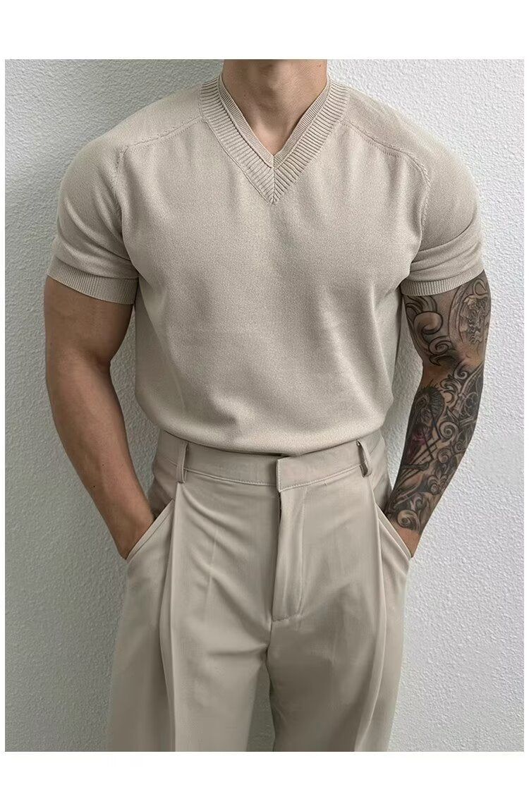 V-Neck Knit Tee