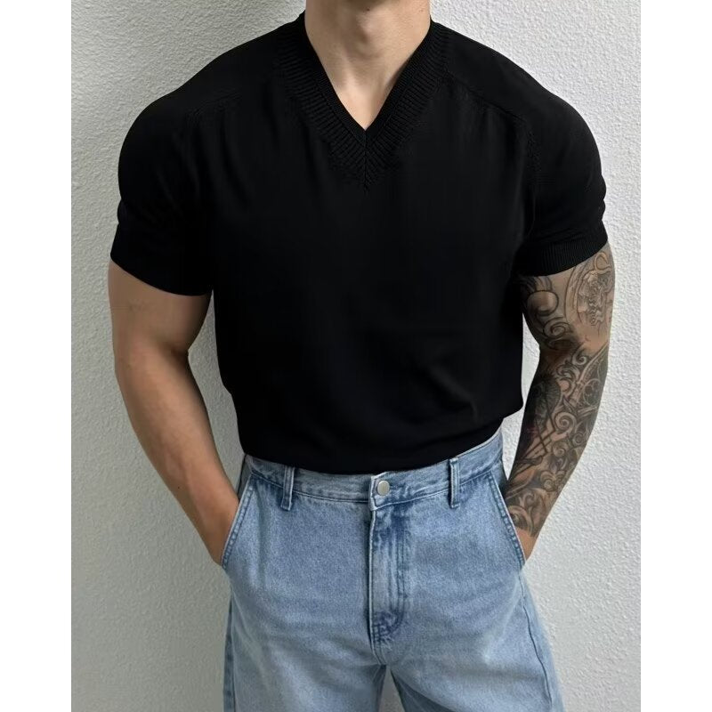 V-Neck Knit Tee
