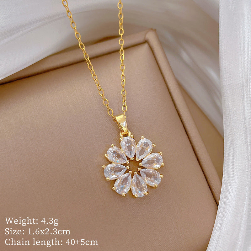 【】 Multi-element style copper micro-inlaid combination women's exquisite chain