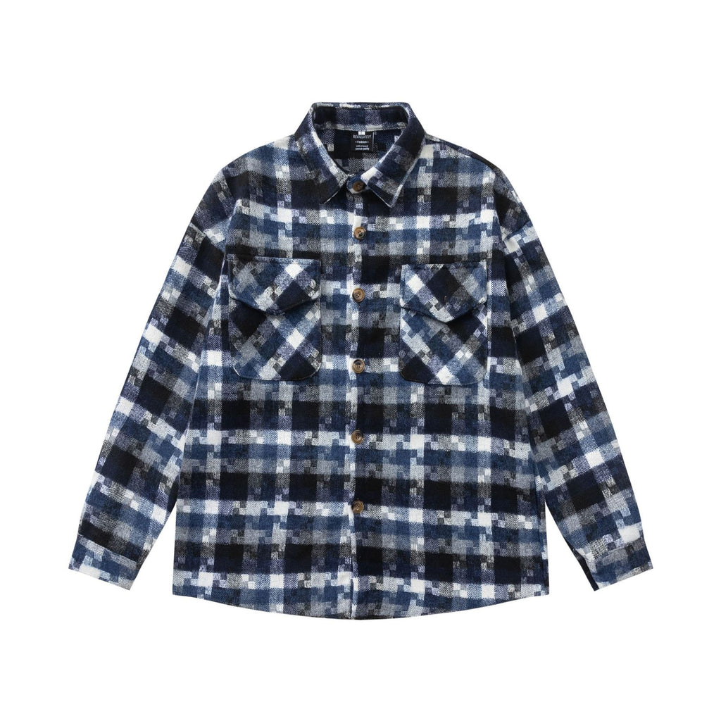 American Mosaic design brushed long-sleeved shirt, loose and casual spring couple shirt jacket