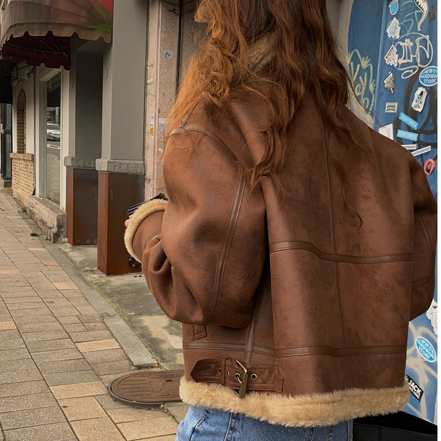 Women’s Cozy Faux Leather Jacket