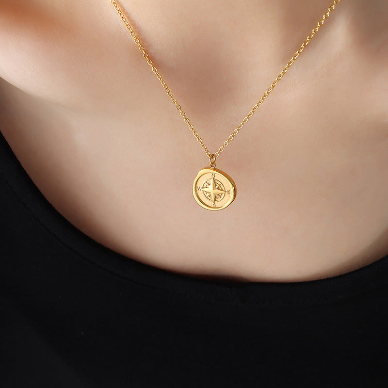 Golden Compass Pendant Necklace