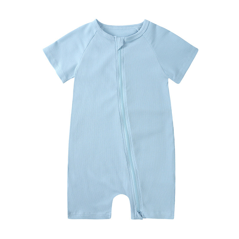 Baby clothes, short-sleeved striped clothes, baby one-piece clothes for newborns, bamboo fiber crawling suits, pajamas for summer
